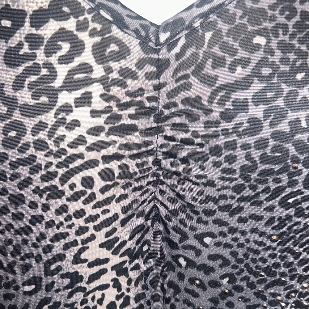 Leopard Print V-Neck Dress with Metallic Bling Size Medium by Lady Noiz - Picture 6 of 10